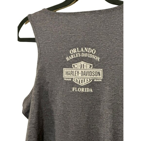 Harley Davidson Motorcycle Gray Ladies Racer Back Orlando Tank Top SZ Medium - Picture 5 of 7